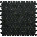 Penny Round Black Honed 11 1/4"x11 3/4" Marble Mosaic wall view