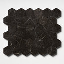 Black Night Honed 10 3/8"x12" Hexagon Marble Mosaic wall view