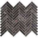 Black Honed 10 7/16"x12 13/16" Herringbone 5/8"x3" Marble Mosaic angle view