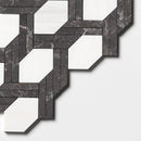 Black Night, Snow White Honed 9 11/16"x16 7/16" Braided Hexagon Marble Mosaic edge view
