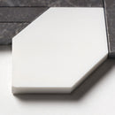 Black Night, Snow White Honed 9 11/16"x16 7/16" Braided Hexagon Marble Mosaic closeup view