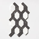 Black Night, Snow White Honed 9 11/16"x16 7/16" Braided Hexagon Marble Mosaic