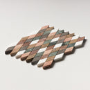 Keefer Mix Snow White, Bosphorus, Red Laguna, 10 1/8"x12 1/8" Honed Hazem Marble Mosaic angle view