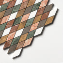 Keefer Mix Snow White, Bosphorus, Red Laguna, 10 1/8"x12 1/8" Honed Hazem Marble Mosaic profile view