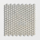 Penny Round Thala Gray Honed 11 1/4"x11 3/4" Limestone Mosaic wall view