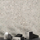 Penny Round Thala Gray Honed 11 1/4"x11 3/4" Limestone Mosaic bath view