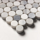 Penny Round Skyline Multi Finish 11 1/4"x11 3/4" Marble Mosaic closeup view