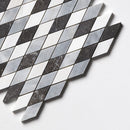 Keefer Mix Allure L, Iris Black, Bianco Dolomiti Cl 12"x12" Honed Hazem Marble Mosaic edge view