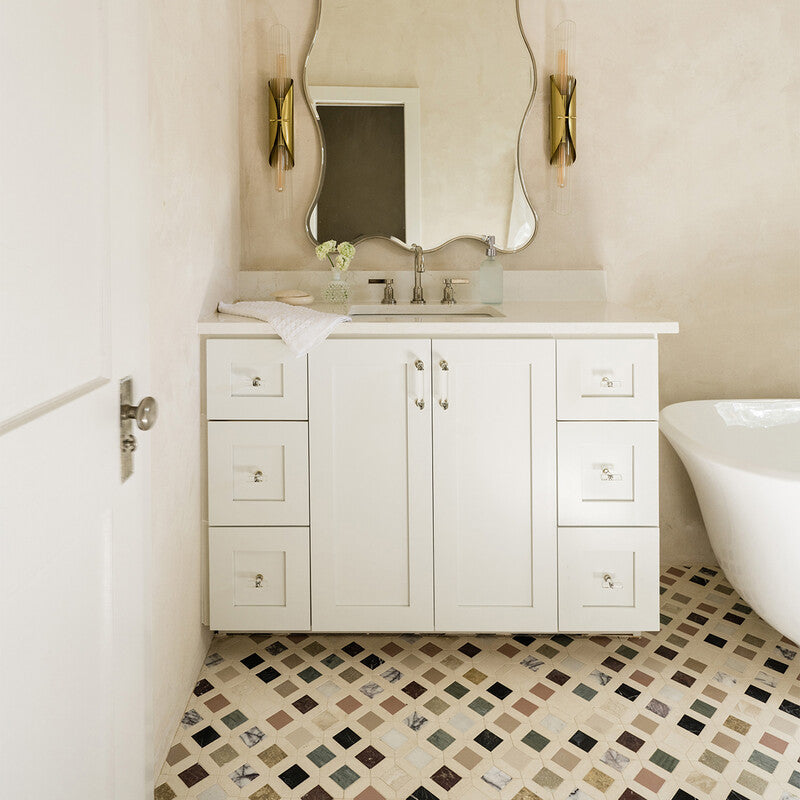 Keefer Mix Blend 12 5/8"x12 5/8" Honed Louna Marble Mosaic bathroom view 2