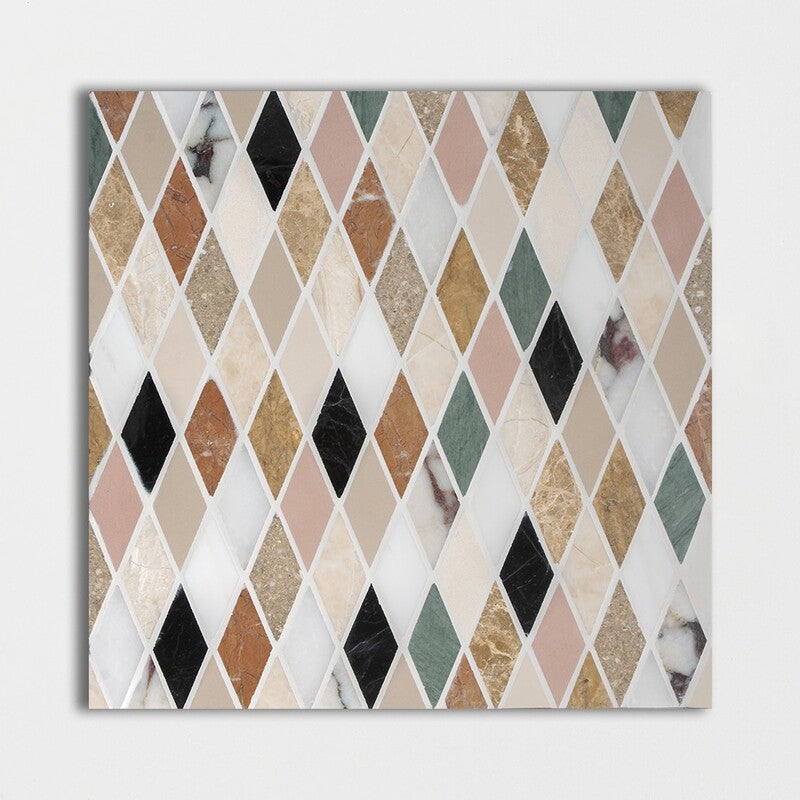 Keefer Mix Blend Honed 12"x12" Hazem Marble Mosaic profile view