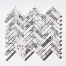 Pitoly Honed Herringbone 10 7/16"x12 13/16" Marble 5/8"x3" Mosaic wall view 2