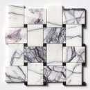Pitoly Honed Pinwheel 12"x12" Marble Mosaic wall view