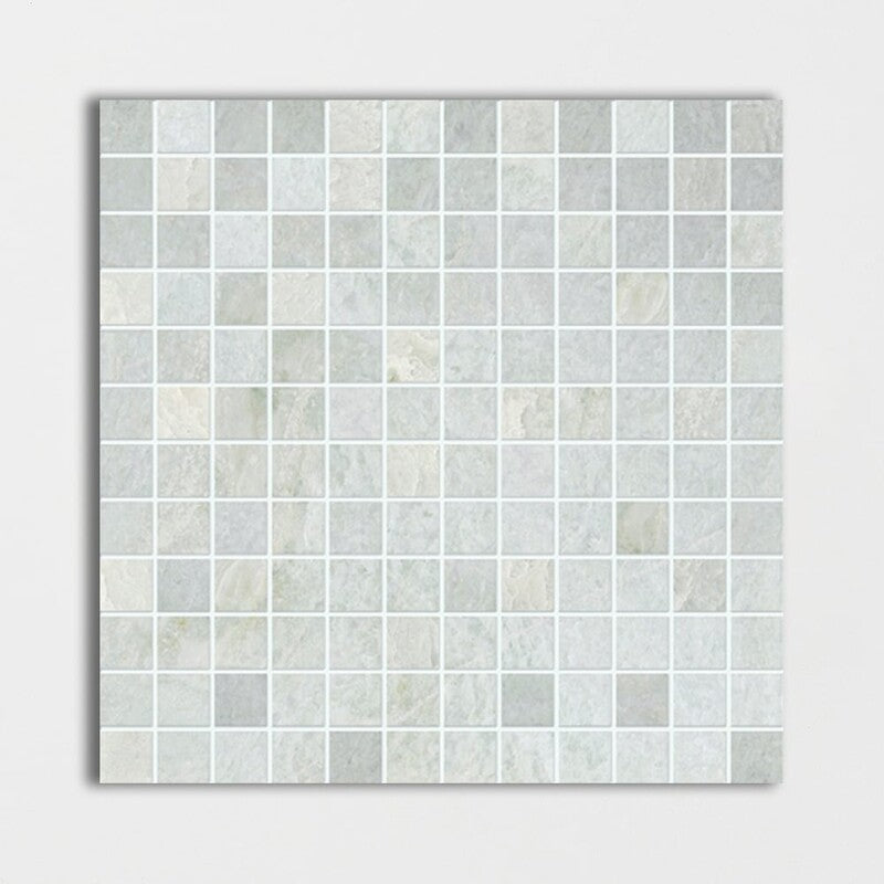 Jade Green 12"x12" Polished 1x1 Marble Mosaic Product shot mosaic profile view