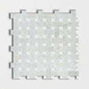 Jade Green&thassos 12"x12" White Polished Basket Weave Marble Mosaic
