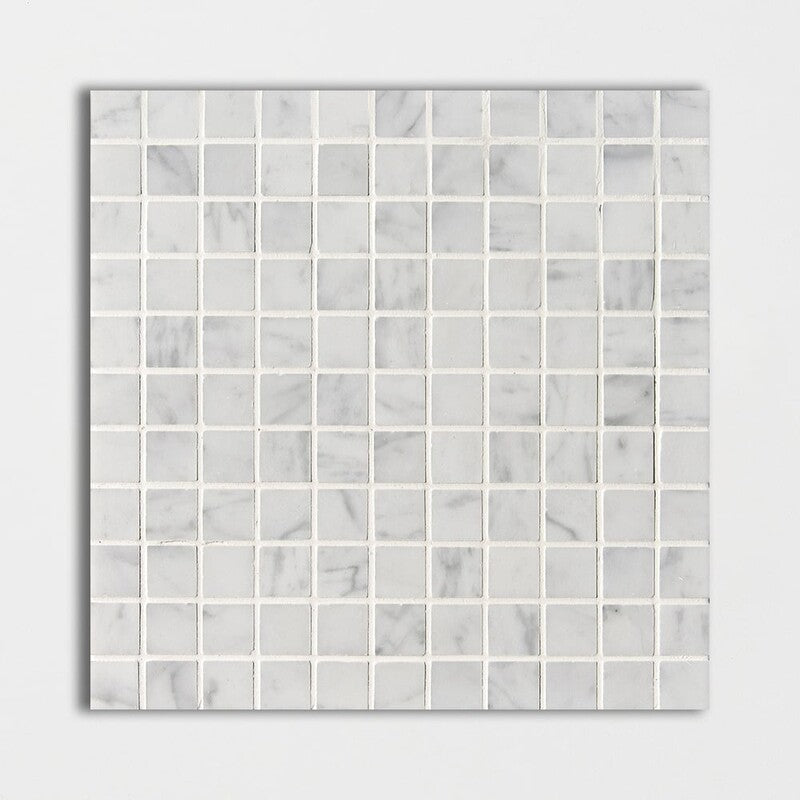 White Carrara 12"x12" Honed 1x1 Marble Mosaic profile view