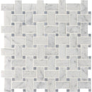 White Carrara 12"x12" Honed Basket Weave Marble Mosaic