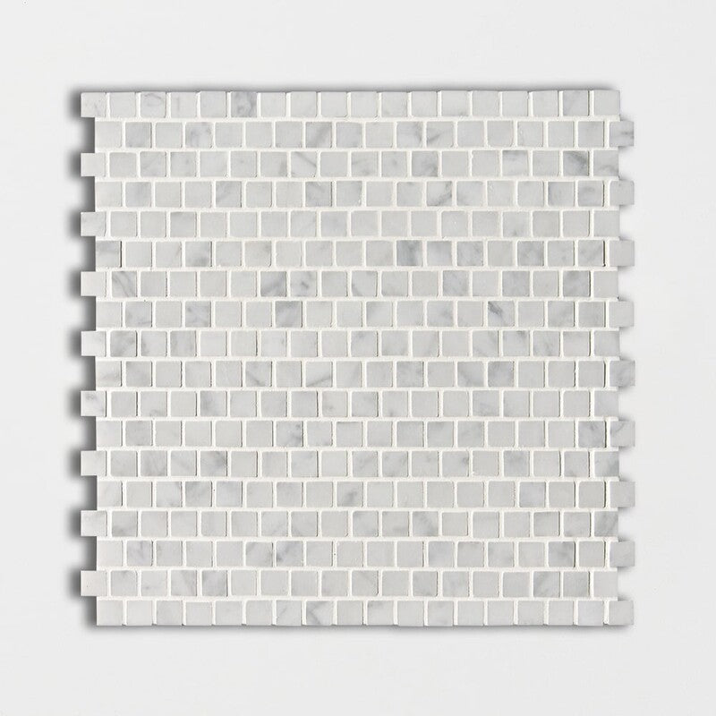 White Carrara 12"x12" Honed 5/8x5/8 Marble Mosaic profile view