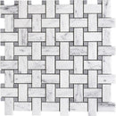 Keefer Mix Bardiglio 12"x12" Polished Basket Weave Marble Mosaic wall view