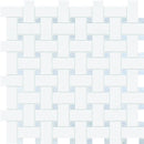 Keefer Mix White & blue Celeste 12"x12" Polished Basket Weave Marble Mosaic top view