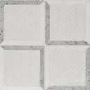 Keefer mix 12 1/16"x12 1/16" White Carrara Multi Finish Lucca Marble Mosaic Product shoot mosaic view