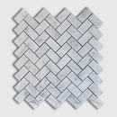 White Carrara 11"x11" Honed Herringbone 1x2 Marble Mosaic profile view