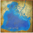 Lake St. Clair Map Home Decor Art Print on Real Wood