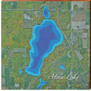 Stone Lake Map Home Decor Art Print on Real Wood