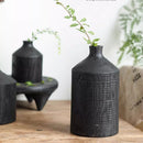 Black Wooden Vase Narrow Neck Decorative Bottle