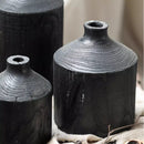 Black Wooden Vase Narrow Neck Decorative Bottle