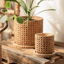 Faux Woven Grid Cement Pot