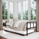 Twin Heavy Duty Black Metal Daybed Frame with Roll-Out Pop-Up Trundle Bed Frame