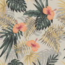 Exotic Leaves and Flowers on Grey Background Wallpaper