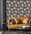 Dark Blue Wallpaper with Hands Pattern