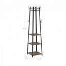 Modern Industrial Metal Frame Wood Shelf Coat Rack with 3-Shelves