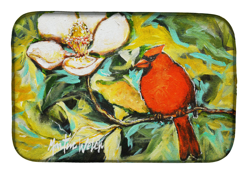 Cardinal with Magnolia Dish Drying Mat