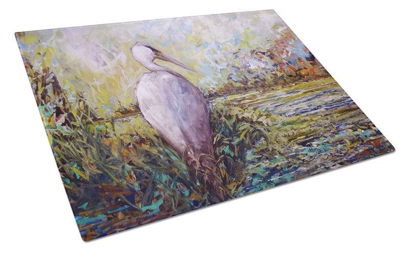 Heron in the Swamp Glass Cutting Board