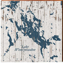Lake Winnipesaukee Shabby Map Home Decor Art Print on Real Wood