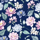Fashionable Dark Blue Wallpaper with Flowers Fashionable