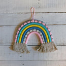 Macrame Wall Hanging Pastel Rainbow Decor 11" x 10"