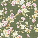 Green Vintage Floral Chinoiserie Wallpaper - Magnolia Flowers Wall Mural