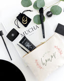 Floral Maid of Honor Cotton Canvas Cosmetic Bag