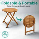 Tranquillo Anya Foldable Round Solid Wood Table for Outdoor Use