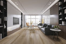 SPC Vinyl Rigid Core 9" Width 60" RL, 7mm Thick, 1.5mm IXPE Maison Tan Omnia Floors - Mazzia Collection Product shoot Hall view