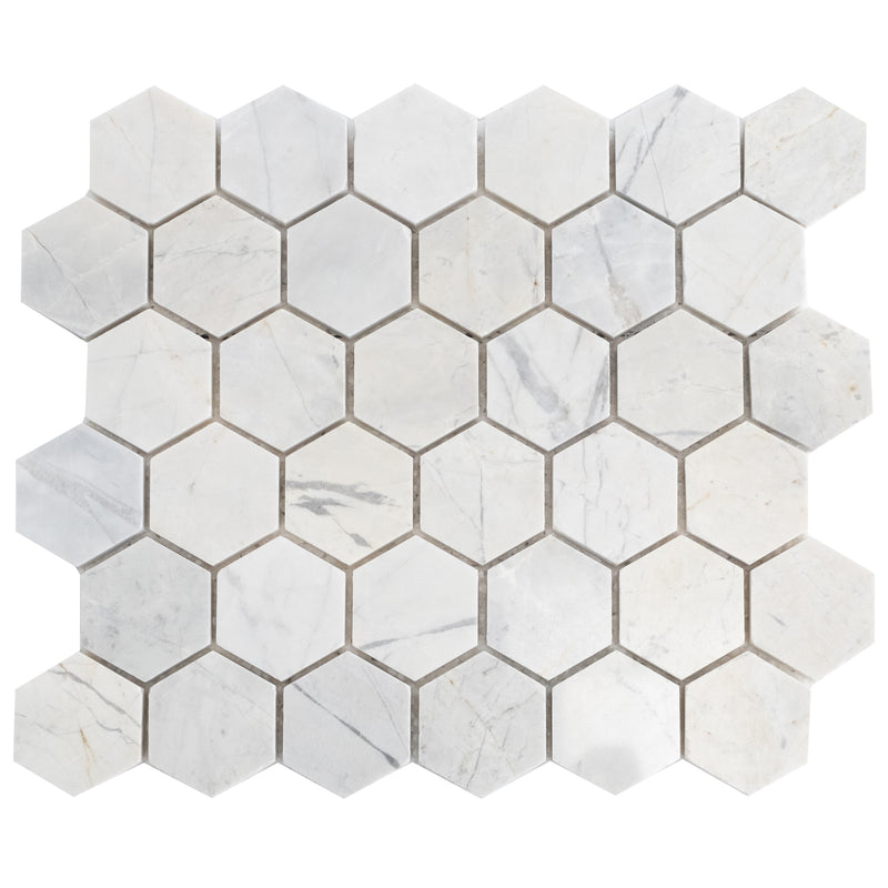 Marble mosaic tile 2 hexagon mosaic backsplash tile polished one top view