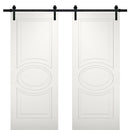 Mela 7001 Matte White Double Barn Door | Black Rail