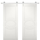 Mela 7001 Matte White Double Barn Door | Silver Finish Rail