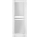 Mela 7222 White Silk Barn Door Slab with 4 Lites Frosted Glass