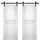 Mela 7444 White Silk Double Barn Door | Black Rail