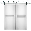 Mela 7444 White Silk Barn Doors | Black Bypass Rail