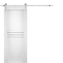 Mela 7444 White Silk Barn Door and Silver Finish Rail